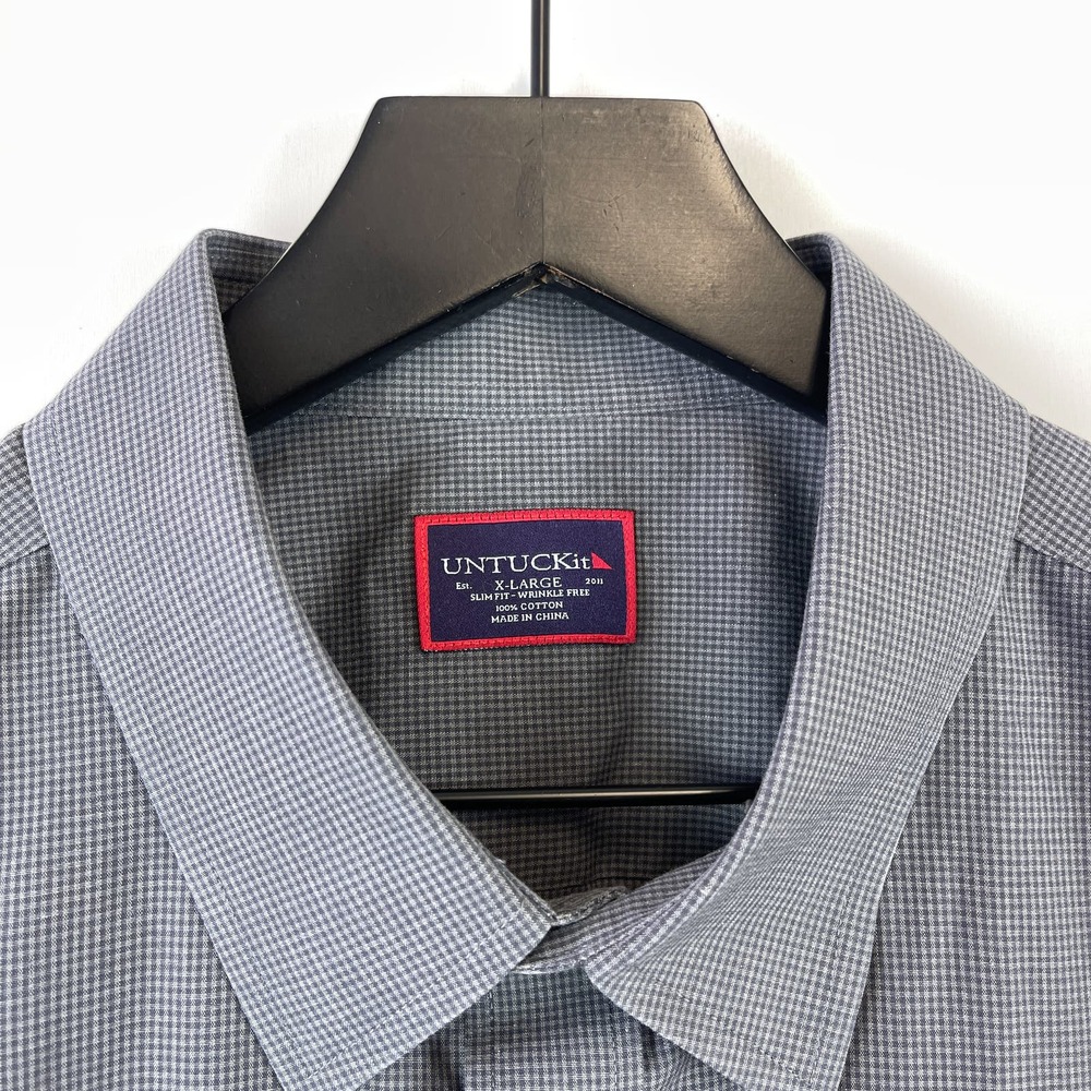 UNTUCKit (XL) Mens Slim Fit Cotton Button Down Shirt Gray - Picture 3 of 9